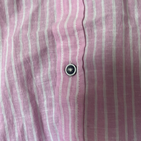 Pink striped linen/cotton blend shirt - Picture 7 of 13